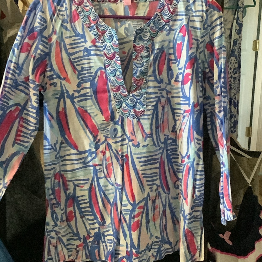 Lilly Pulitzer Multicolor Wave Pattern Blouse - image 4